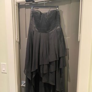 Black strapless dress shirt front long back